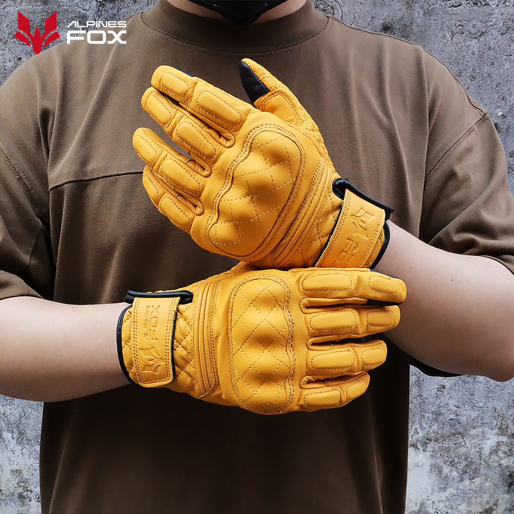 Motorcycle Gear Full Set - Retro Motorcycle Gloves Real Leather Full